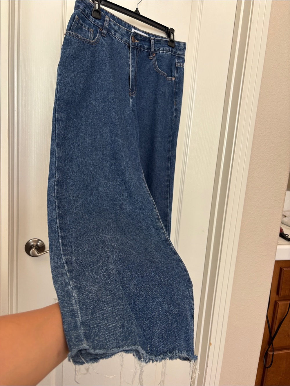 BAMBOO Dark Blue Straight-Leg Denim Skirt Jeans